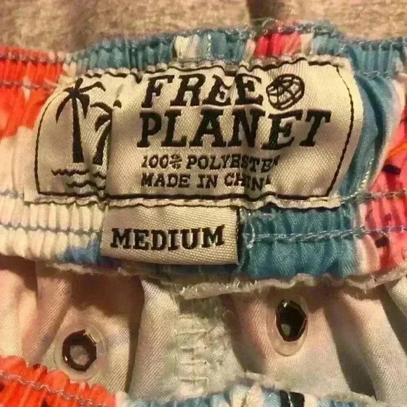 Free Planet Swim Trunk Shorts Mens Medium Pockets Flamingo Print EUC - Picture 3 of 6
